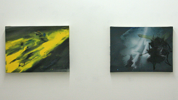 Jop Vissers Vorstenbosch - Situatie gewijzigd & Another Day Filled With Television - 40x55cm Olieverf, acrylverf, lak en spuitbus op canvas Jop Vissers Vorstenbosch - Situatie gewijzigd & Another Day Filled With Television - 40x55cm Olieverf, acrylverf, lak en spuitbus op canvas