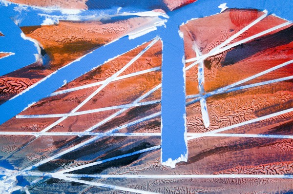 Jop Vissers Vorstenbosch - Zwerfaval (Utrecht overvecht) - 103x239x20cm Olieverf, lak, acrylverf en tape op doek (detail)