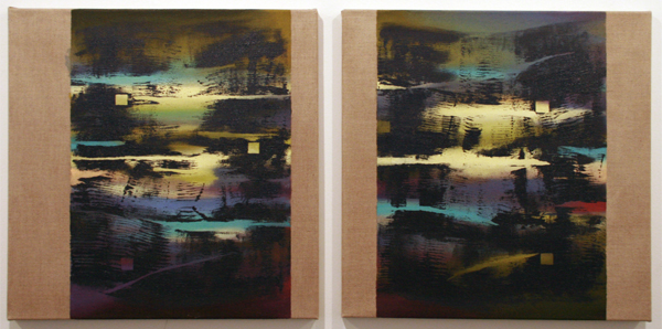 Joris Geurts - Zonder Titel - 2 maal 55x55cm Olieverf en acrylverf op linnen Joris Geurts - Zonder Titel - 2 maal 55x55cm Olieverf en acrylverf op linnen