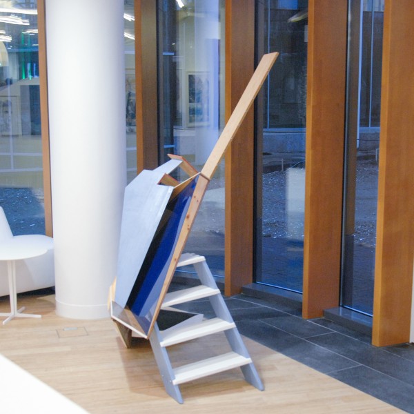 Kevin Bauer - The Blouse She Wore Last Summer - 135x114x190cm Hout, acrylglas, ijzer, keukentrapje, gips en verf, 2014