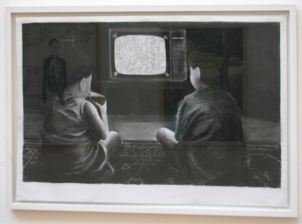 Kim Hospers - TVKids II - Houtskool op papier Kim Hospers - TVKids II - Houtskool op papier