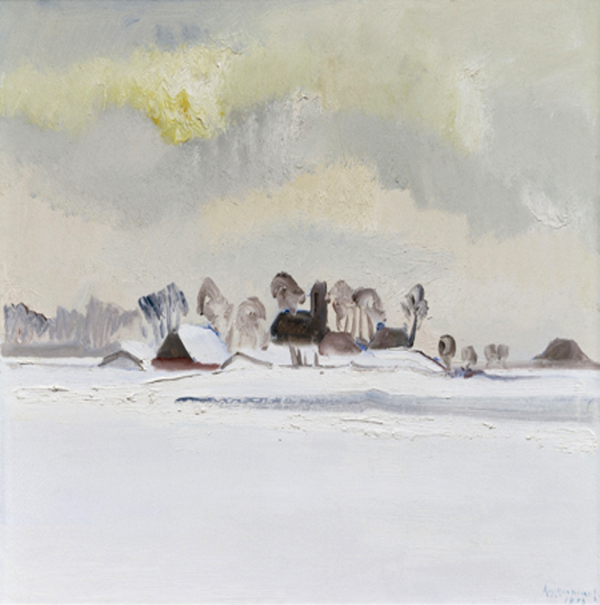 Klaas Koopmans - Winter bij Jouswier - 76x86cm Klaas Koopmans - Winter bij Jouswier - 76x86cm