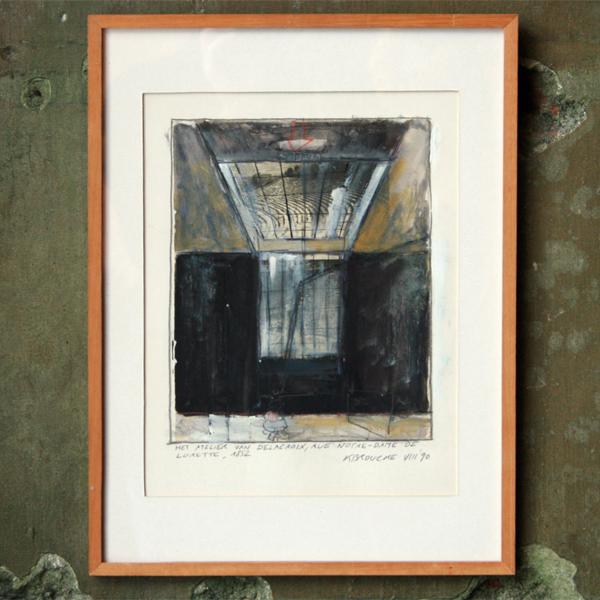 Koen Broucke - Het Atelier van Eugene Delacroix - 40x30cm Acrylverf, potlood en collage op papier Koen Broucke - Het Atelier van Eugene Delacroix - 40x30cm Acrylverf, potlood en collage op papier