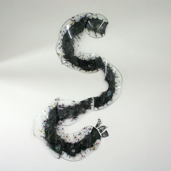 Marc Mulders - Aardworm - Emailleverf op glas Marc Mulders - Aardworm - Emailleverf op glas