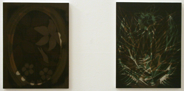 Marcel Swint - An Object of Absence & Zonder Titel (Skeleton Leaves) - 39x30cm & 40x30cm Olieverf op paneel Marcel Swint - An Object of Absence & Zonder Titel (Skeleton Leaves) - 39x30cm & 40x30cm Olieverf op paneel