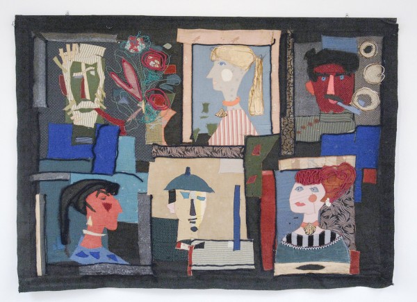 Marijke Stultiens - Applicatiedoek met portretten van kunstenaarsechtparen - Textiel, 1958
