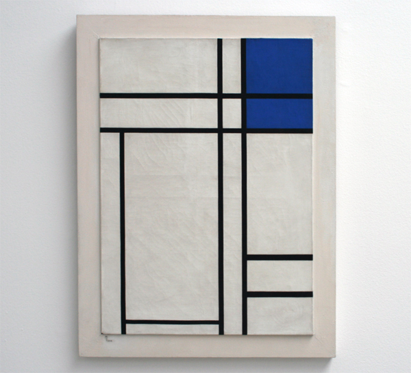 Marlow Moss - Compositie met dubbele lijn en blauw vlak Marlow Moss - Compositie met dubbele lijn en blauw vlak