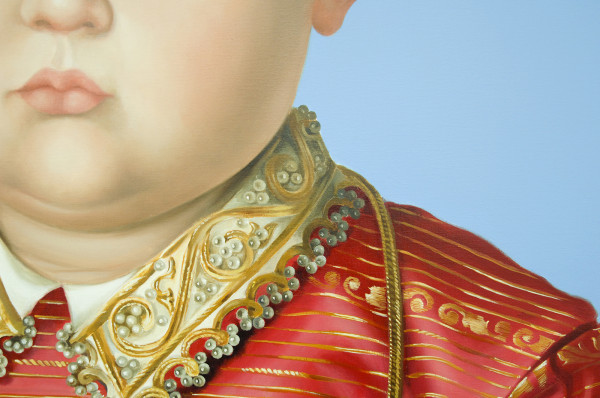 Mary A Waters - Garcia, Giovanni's Brother (I Have a Brother, He Is the Happy One) - 180x180cm Olieverf op linnen (detail)