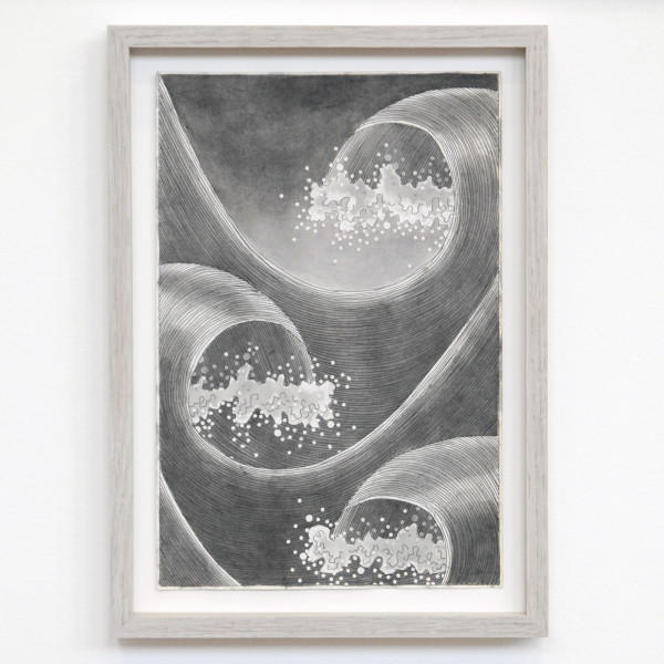 Matthew Fisher - Empty Quarter - 25x17cm Inkt en collage op antiek papier 2014