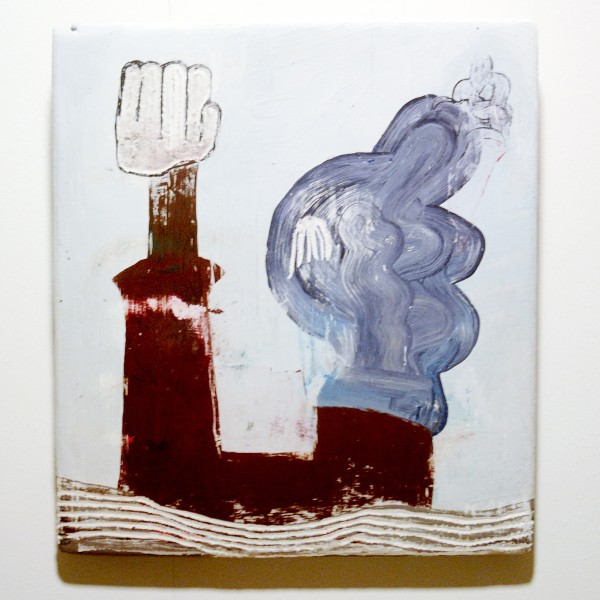 Nel Aerts - Op kop - Acrylverf en plamuur op hout 2011