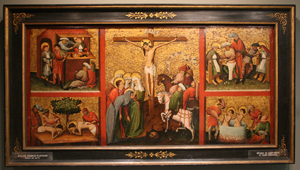 Noord-Frankrijk - Kruisiging met scenes uit het leven van Crispinus en Crispianus - Paneel Noord-Frankrijk - Kruisiging met scenes uit het leven van Crispinus en Crispianus - Paneel