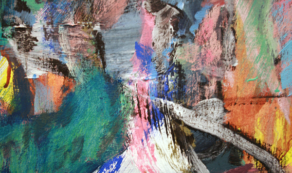 Omar Koubaa - Working with dark soil in a magnetic area 4 - 200x180cm Acrylverf op doek (detail)_2 Omar Koubaa - Working with dark soil in a magnetic area 4 - 200x180cm Acrylverf op doek (detail)