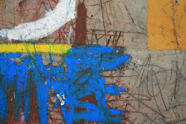 Oscar Murillo - 145 Minutes I Clocked In This Week - 265x215cm Vetkrijt en olieverf op doek (detail)