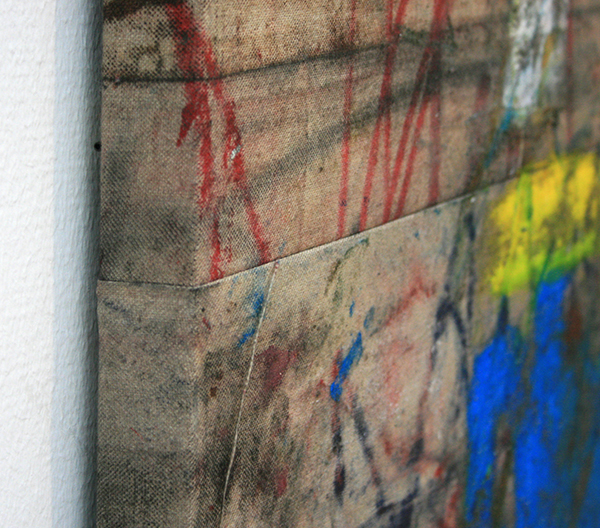 Oscar Murillo - 145 Minutes I Clocked In This Week - 265x215cm Vetkrijt en olieverf op doek (detail)