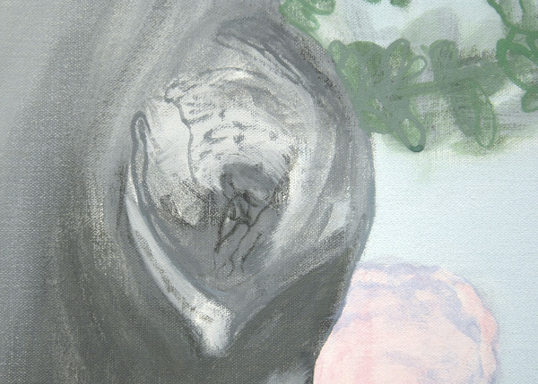 Pat Andrea - Summertree I - 160x160cm Olieverf en caseine op paneel (detail)