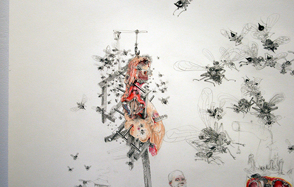 Peter Feiler - Kingdeath on Horsebak I - 268x151cm Potlood en kleurpotlood op papier (detail)