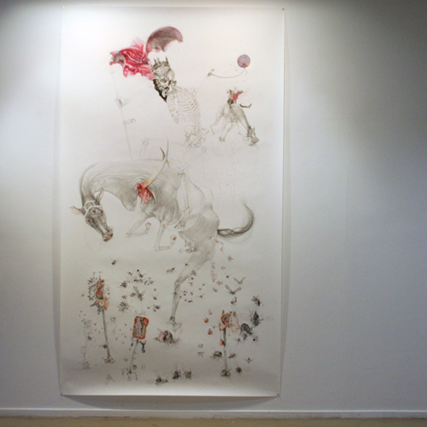 Peter Feiler - Kingdeath on Horsebak I - 268x151cm Potlood en kleurpotlood op papier