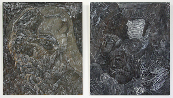 Philip Akkerman - #71 & #63 - 50x43cm Olieverf en tempera op paneel Philip Akkerman - #71 & #63 - 50x43cm Olieverf en tempera op paneel