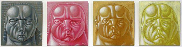 Philip Akkerman - #73, #68, #66 & #65 - 27x25cm Tempera op paneel Philip Akkerman - #73, #68, #66 & #65 - 27x25cm Tempera op paneel
