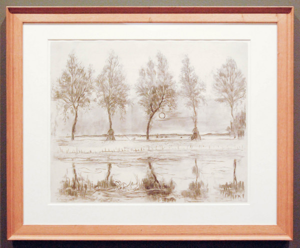 Piet Mondriaan - Bomen aan het Gein, Opkomende Maan - Houtskool en potlood op papier 1907