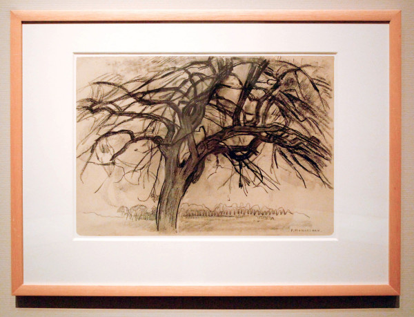 Piet Mondriaan - Voorstudie voor 'Avond de Rode Boom' - Zwart krijt en houtskool op papier 1908 (gebruikt voor Compositie XV)