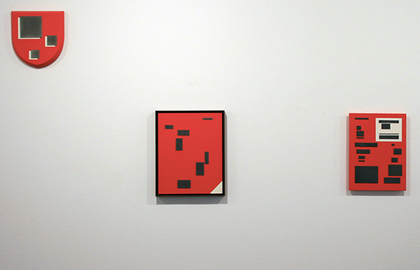 Pieter Laurens Mol - Untitled (Spleen Escutcheon) - 20x17cm & Spleen Field - 28x22cm & Spleen Store - 27x20cm Loodmeni, loodwit en loodplakjes op eikenhouten paneel of op polyster doek en MDF of Linnen op paneel