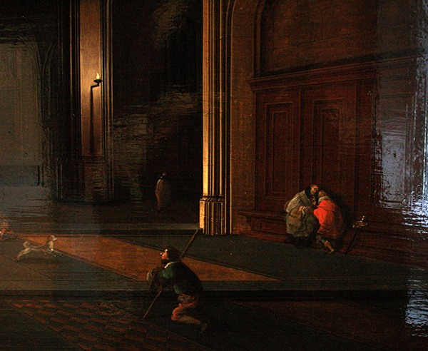 Pieter Neeffs de Oude - Interieur van een kerk - Olieverf op paneel (detail)