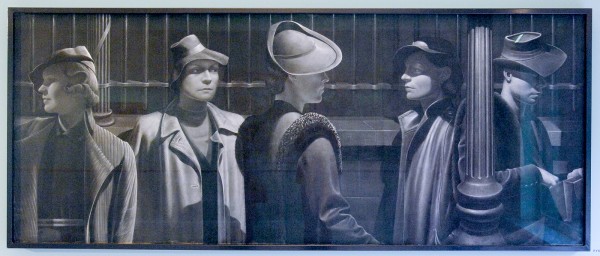 Pyke Koch - Het wachten (Vijf wachtende vrouwen) - 122x302cm, Tempera, wit en zwart krijt, potlood op vellen papier op paneel, 1941, verworven in 1942