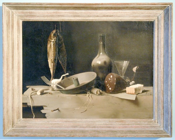 Raoul Hynckes - Stilleven met bokkingen - 49x66cm Olieverf op doek, 1941, verworven in 1942