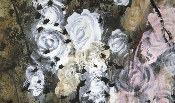 Reinoud van Vught - Put - 240x240cm Acrylverf, bister, houtskool en inkt op paper (detail)