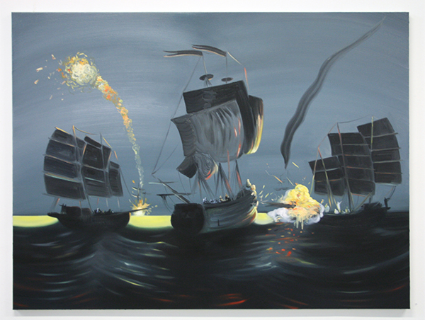 Rens Krikhaar - The Battle of Formosa introducing Zheng Chengong - 120x160cm Olieverf op linnen Rens Krikhaar - The Battle of Formosa introducing Zheng Chengong - 120x160cm Olieverf op linnen