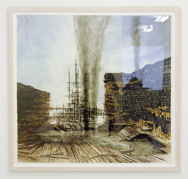 Rob Voerman - Structure - 103x108cm Aquarel, potlood en roet op papier