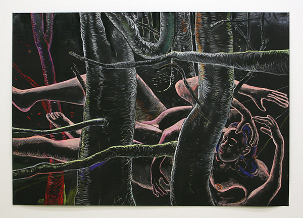 Roland Sohier - Sleeping Beauty #8 - 70x100cm Pastel en houtskool op zwart papier