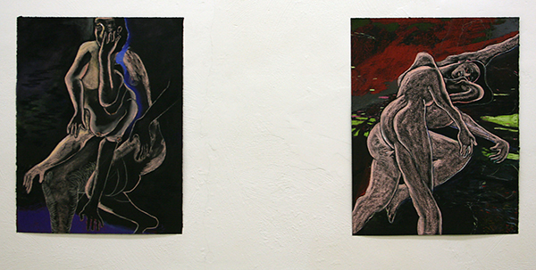 Roland Sohier - Zonder Titel (2110) & (2096) - 65x50cm Pastel op zwart papier