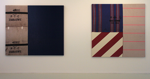 Ronald de Bloeme - Zonder Titel (Zimbabwe) - Postzakken & Zonder Titel (Wiener Postsack) - Postzak, zonwereingstof en hoogglanslak op katoen