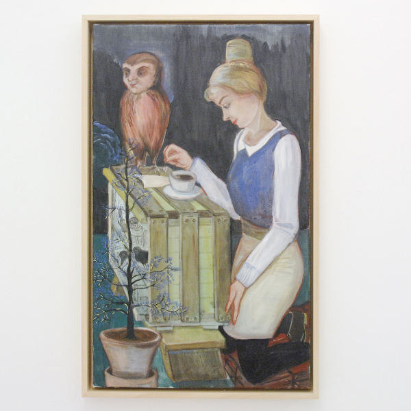 Rosa Loy - Vogelpendel - 85x51cm Caseine op canvas