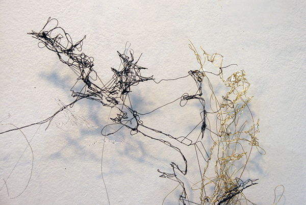 Saminte Ekeland - Across the Hill - 72x74cm Borduursel met polyesther, acryl, nylon en zilvergaren (detail)