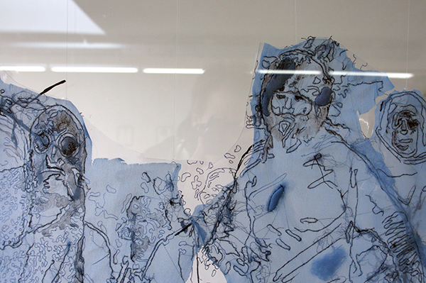 Saminte Ekeland - Autonomen - 98x129cm Borduursel met acryl, nylon, garen en panty's (detail)