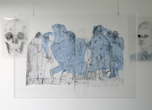 Saminte Ekeland - Autonomen - 98x129cm Borduursel met acryl, nylon, garen en panty's