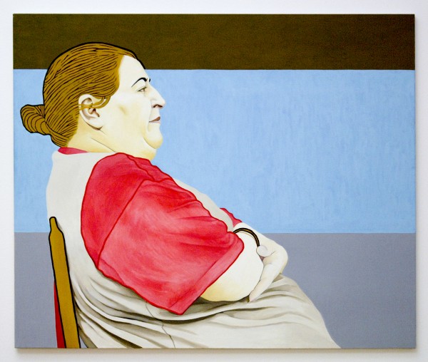 Sidi El Karchi - Blue Window, Portret van Azza El Karchi - Olieverf op doek