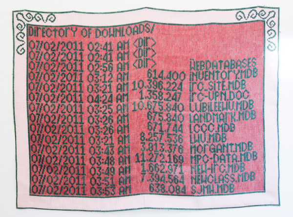 Suzan Kolen - Hackcode 2 - 193x175cm Borduursel