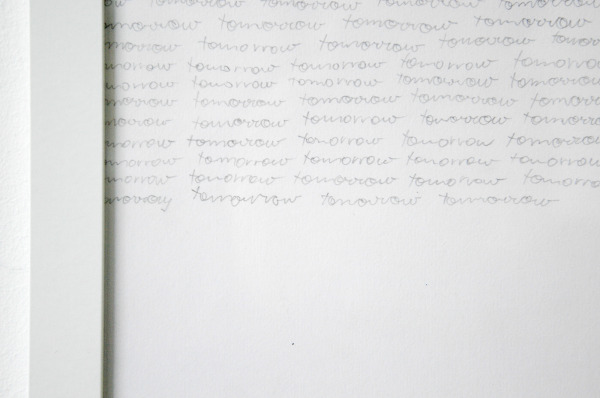 Sven Sachsalber - Write Until Tomorrow - 29x21cm 31 handgeschreven pagina's tekst met potlood (detail)