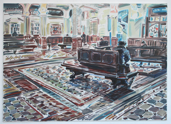 Tatyana Yassievich - Vitebskii Station wachtzaal - 100x140cm Olieverf op doek Tatyana Yassievich - Vitebskii Station wachtzaal - 100x140cm Olieverf op doek