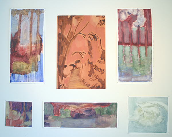 Tessa Chaplin - Zonder Titels - Diverse afmetingen, Olieverf op papier