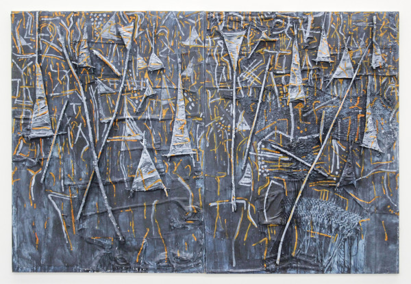 Theo Kuijpers - Dawn - Olieverf en collage op doek