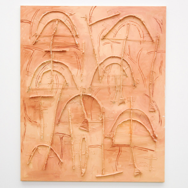 Theo Kuijpers - Twelve Men and a Boat - Olieverf en collage op doek