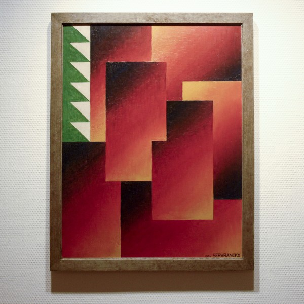 Viktor Servranckx - Opus 13 (Koele weiden achter hete bakstenen gevels in de zomerzon) - Olieverf op doek 1924