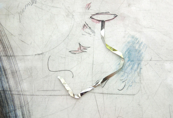 Volker Huller - Waiting for the Moon - 180x149cm Handgekleurde etsen (detail)