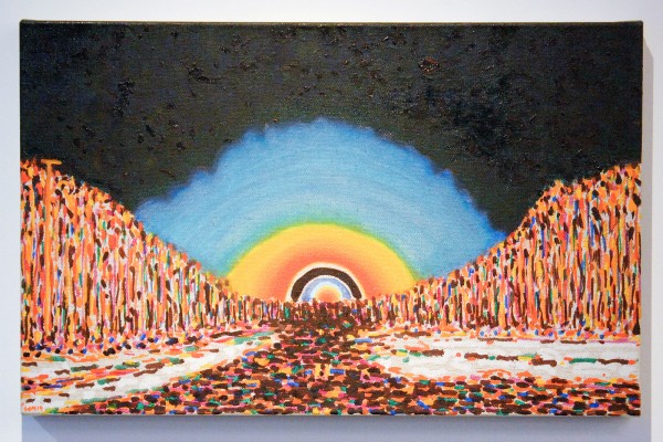 William Monk - Untitled (Orange Moon) - 35x55cm Olieverf op canvas, 2014