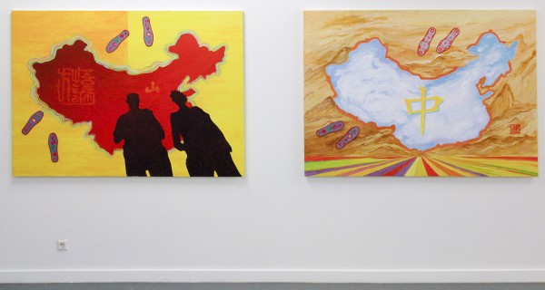 Woody van Amen - The Great Leap Forward & China Step by Step - Olieverf op doek